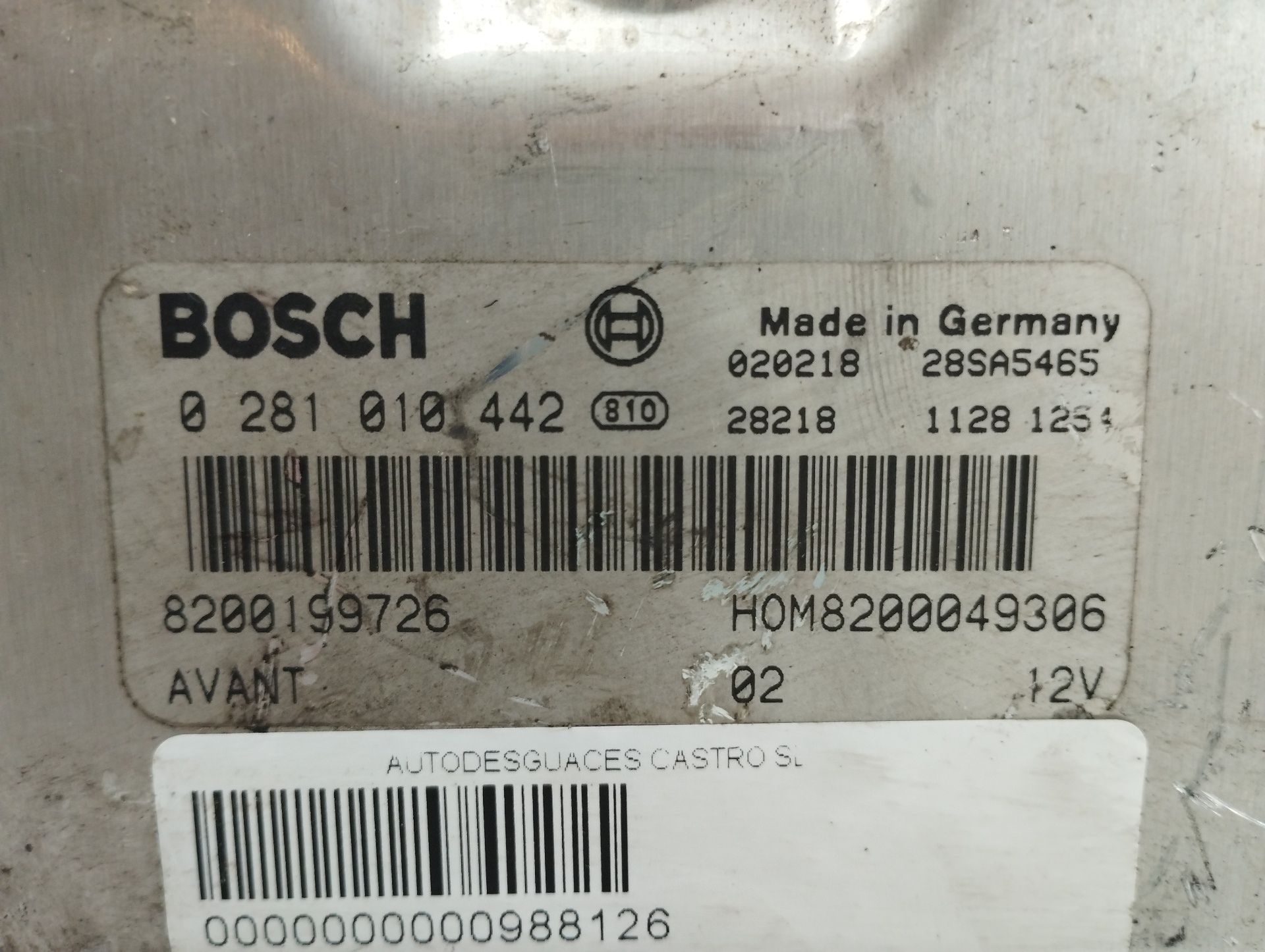 RENAULT 5 Series F10/F11 (2009-2017) Motora vadības bloks 0281010442, 0281010442, 8200199726 25957950