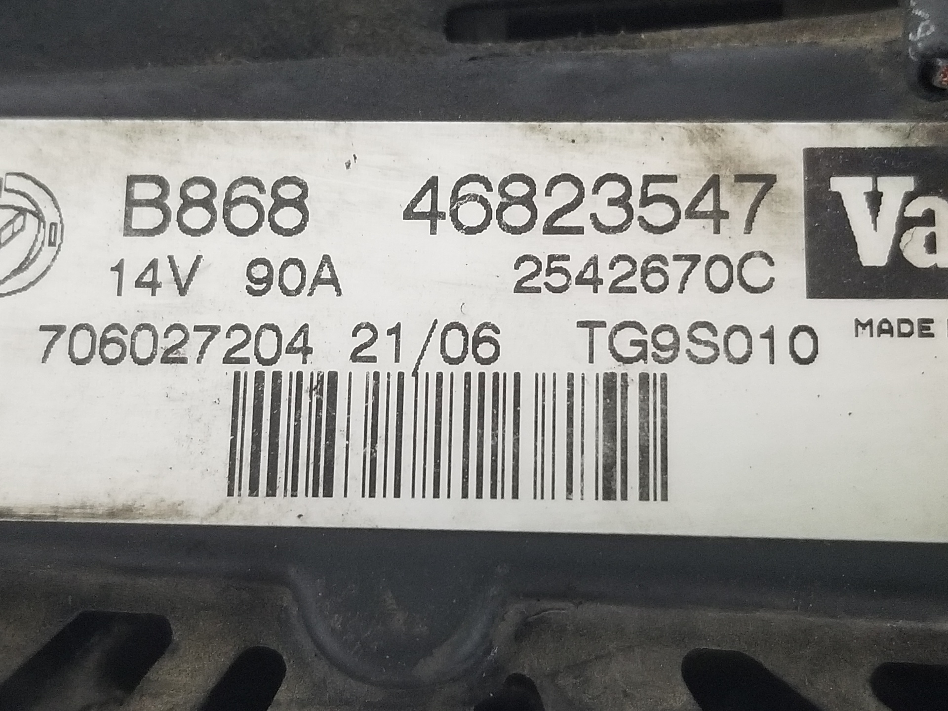 Alternador 199A2000 46823547 de Fiat Grande punto 2005-2007 - pieza usada