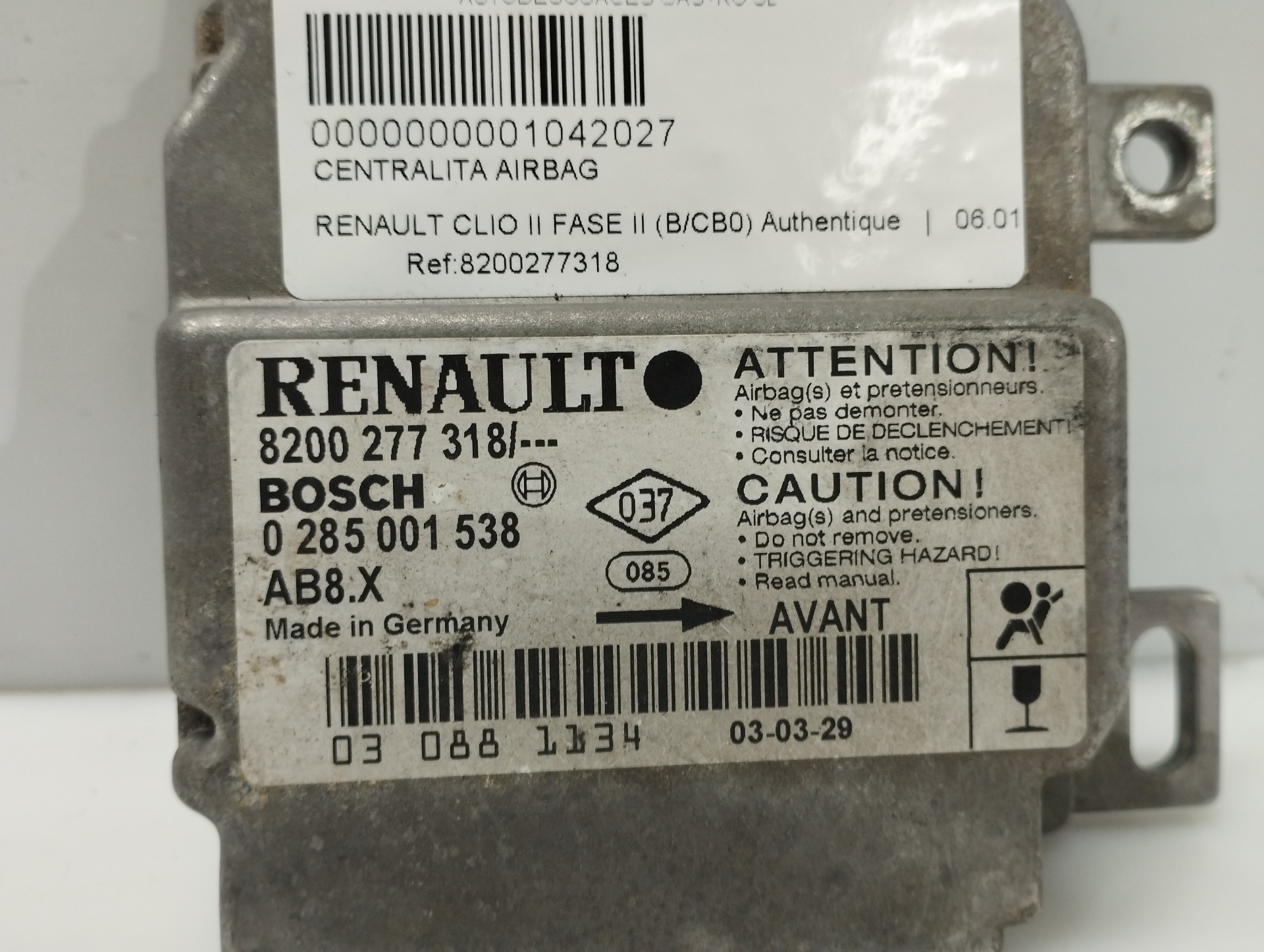 RENAULT Clio 2 generation (1998-2013) Блок SRS 8200277318, 8200277318 20154271