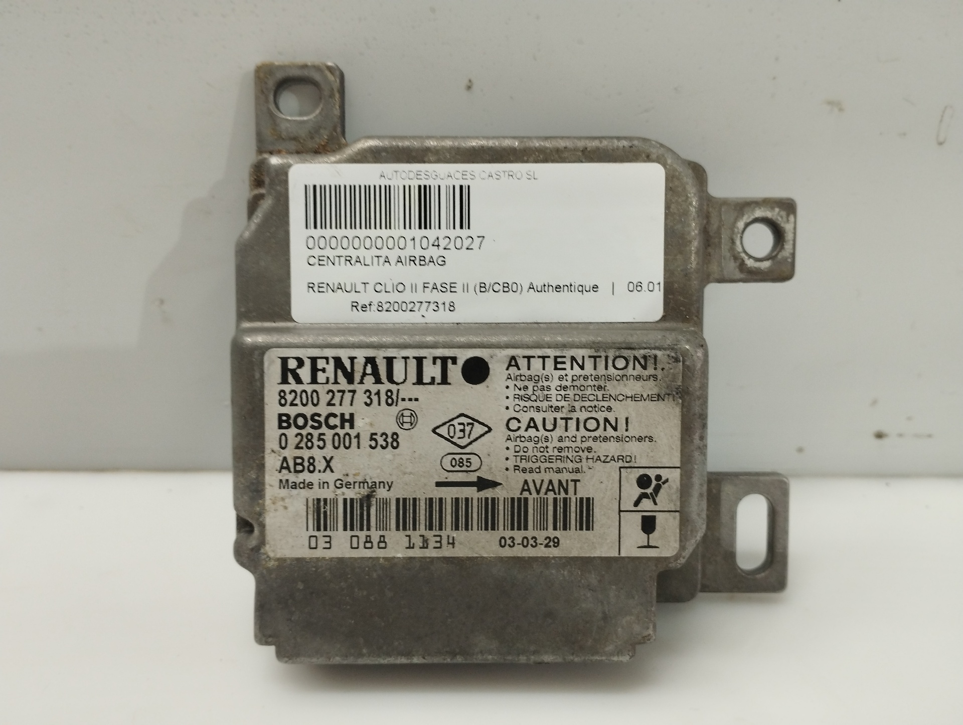 RENAULT Clio 2 generation (1998-2013) SRS vadības bloks 8200277318, 8200277318 20154271