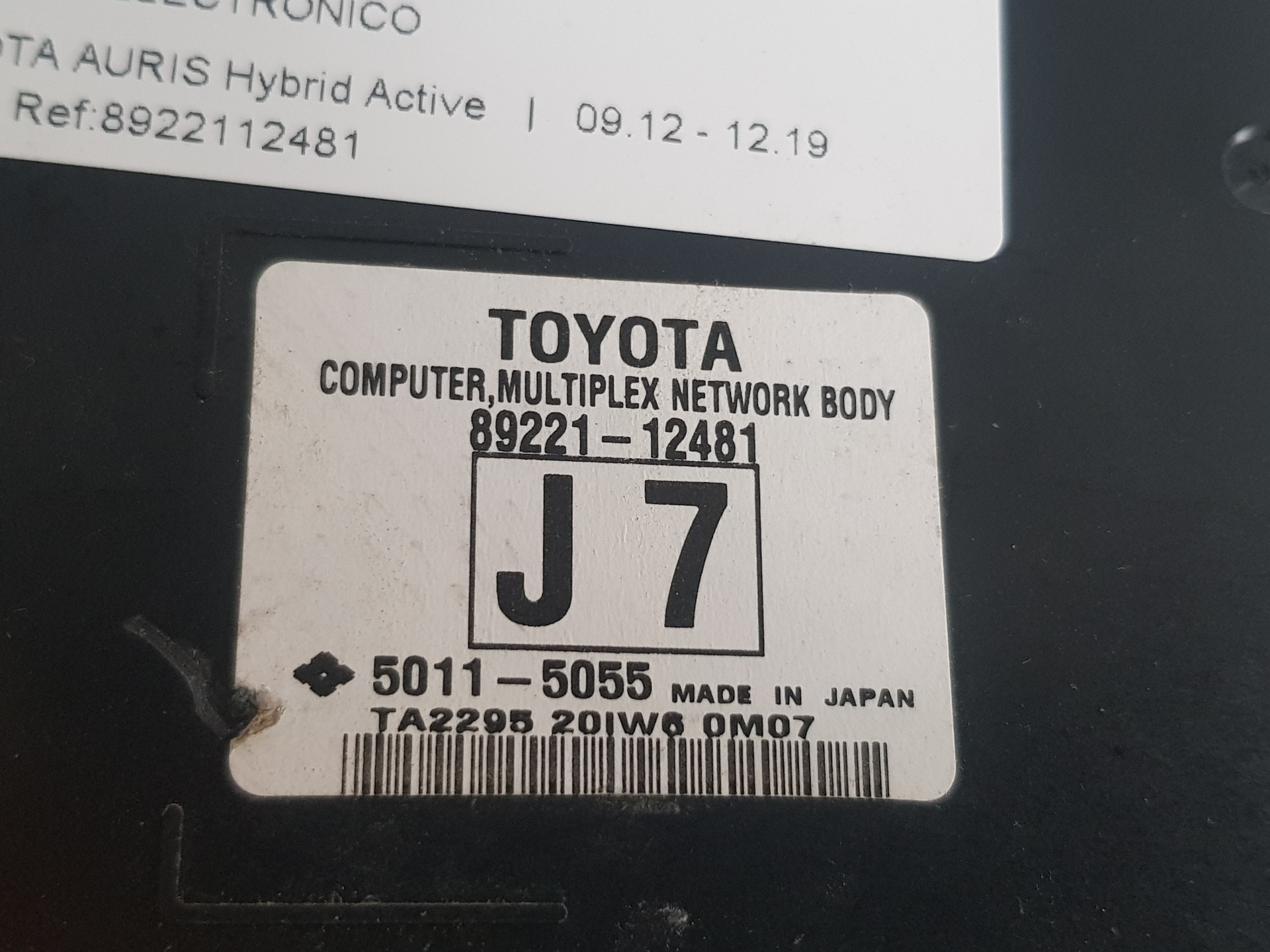 TOYOTA Auris 1 generation (2006-2012) Kiti valdymo blokai 8922112481,8922112481 25228588