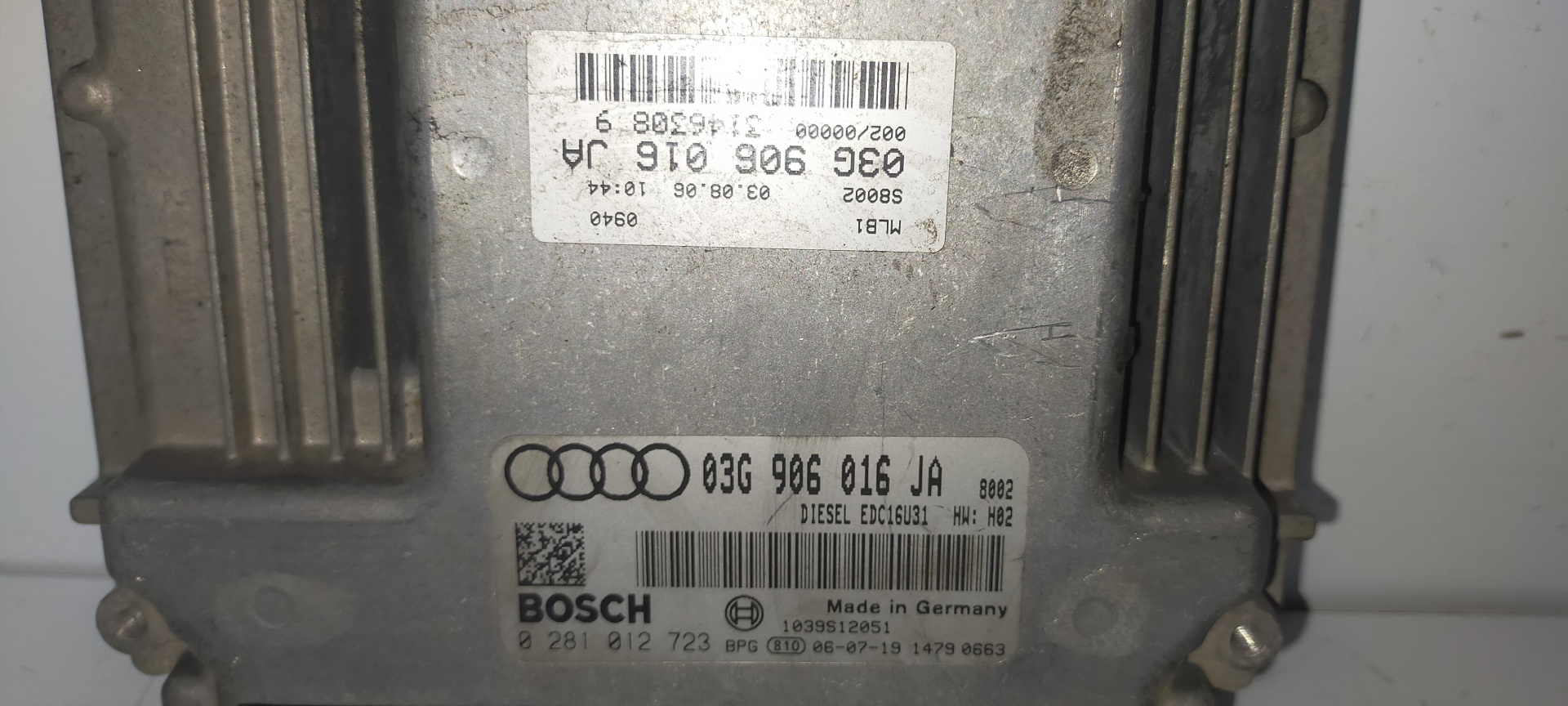 AUDI A4 B6/8E (2000-2005) Motorkontrolenhed ECU 03G906016JA, 0281012723 18944614