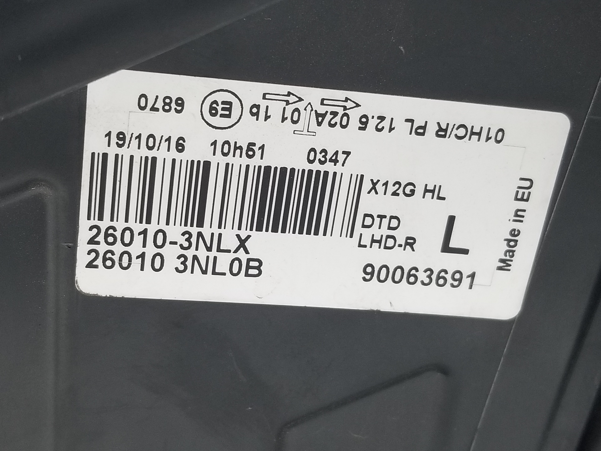 NISSAN Leaf 1 generation (2010-2017) Oikea etuvalo 260103NLX, 26010-3NLX, 260603NL0B 25237549