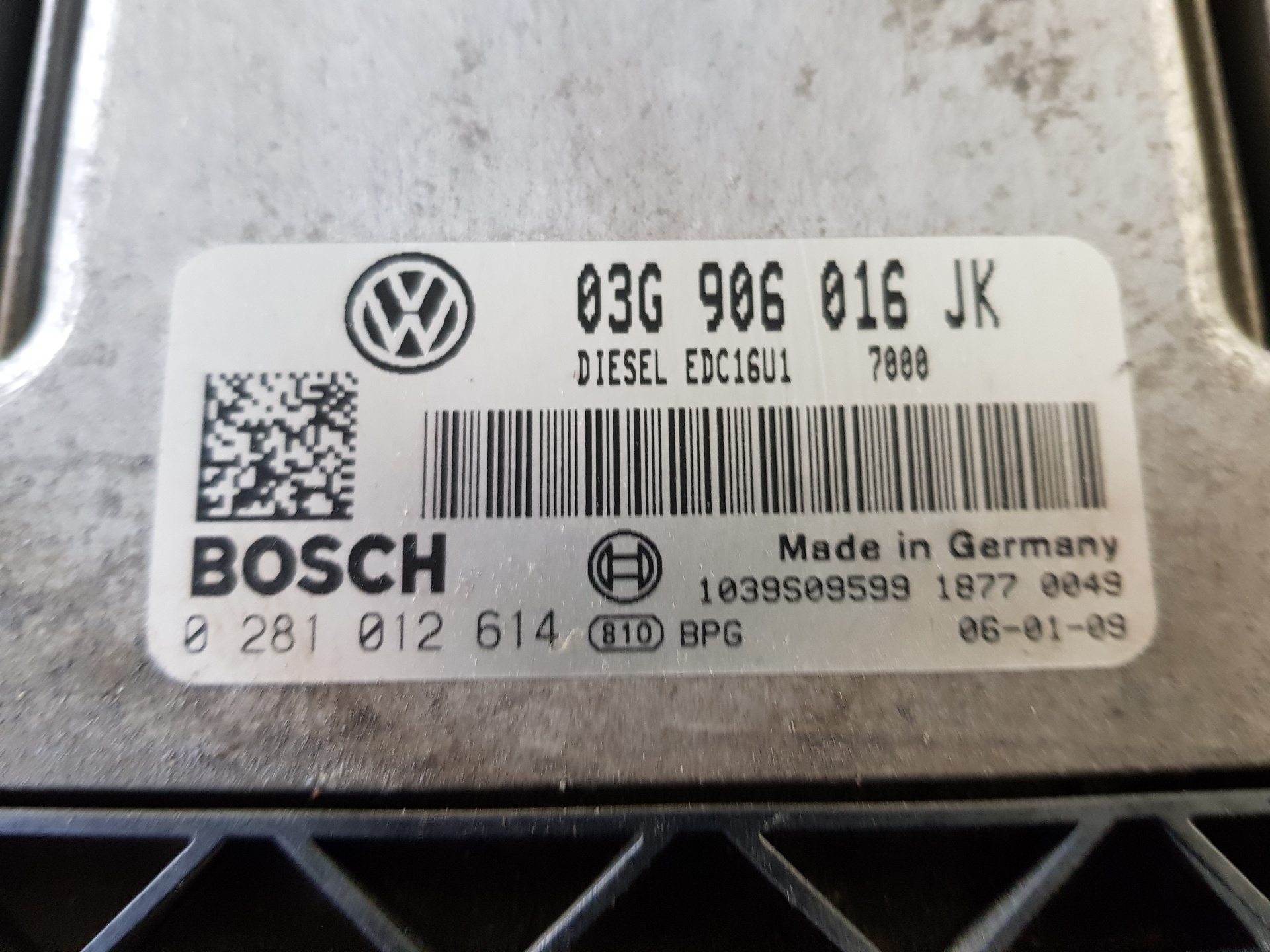 VOLKSWAGEN Jetta 5 generation (2005-2011) Calculateur d'unité de commande du moteur 03G906016JK, 03G906016JK, 0281012614 25231032