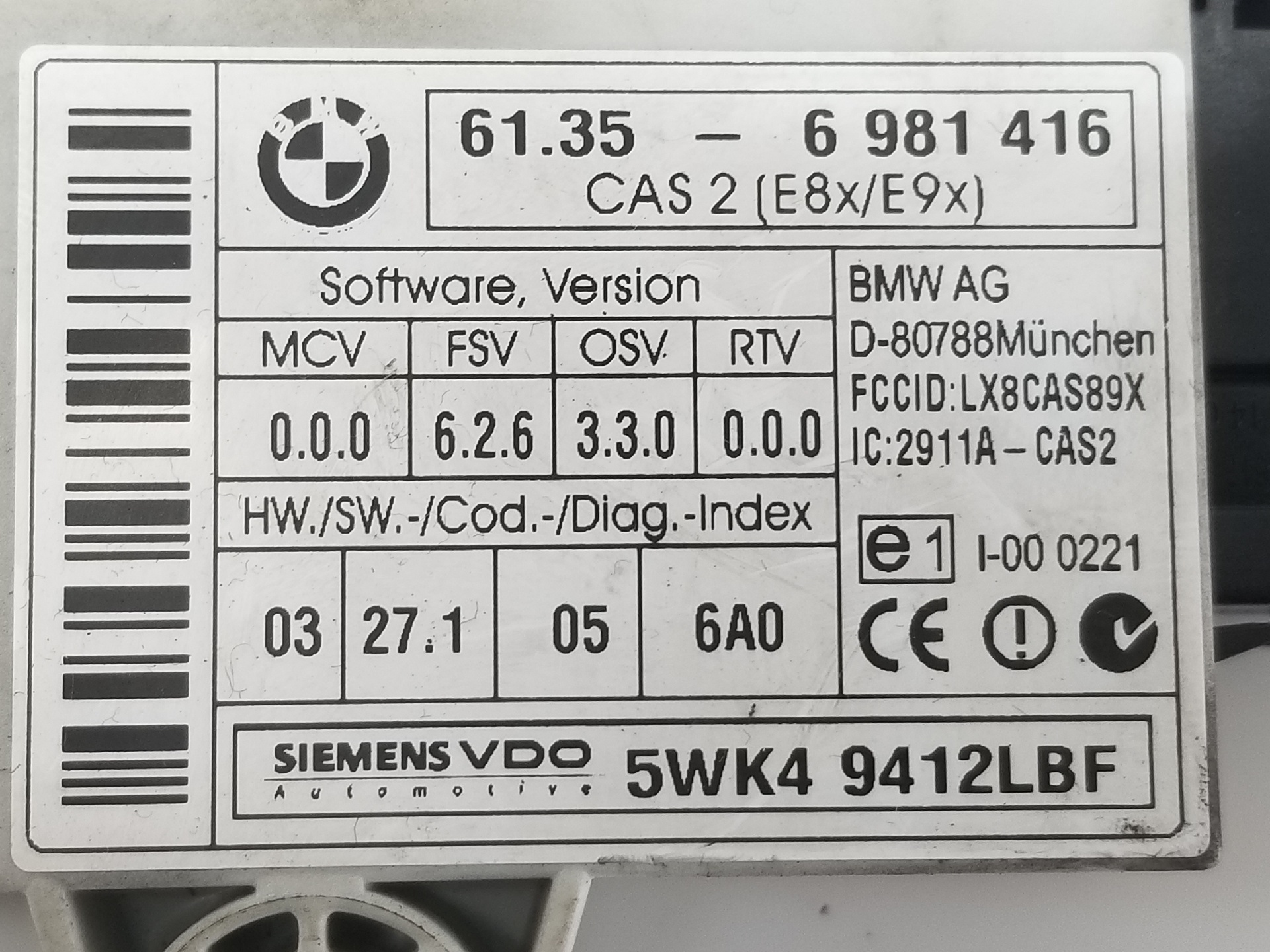 BMW 3 Series E90/E91/E92/E93 (2004-2013) Other Control Units 6981416, 6981416 23041701