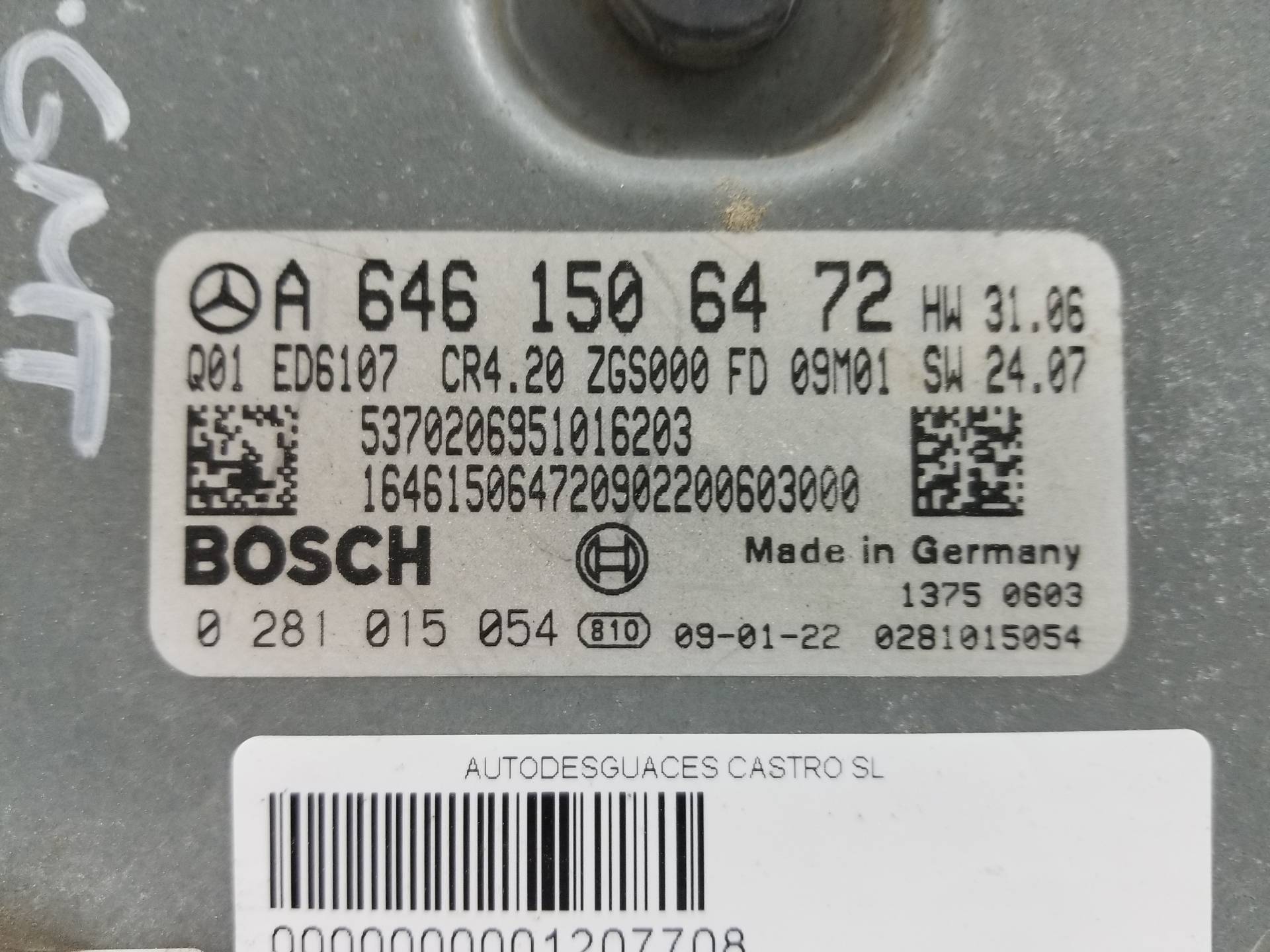 Centralina motore A6461506472 Mercedes-benz Sprinter ii 2009-2015