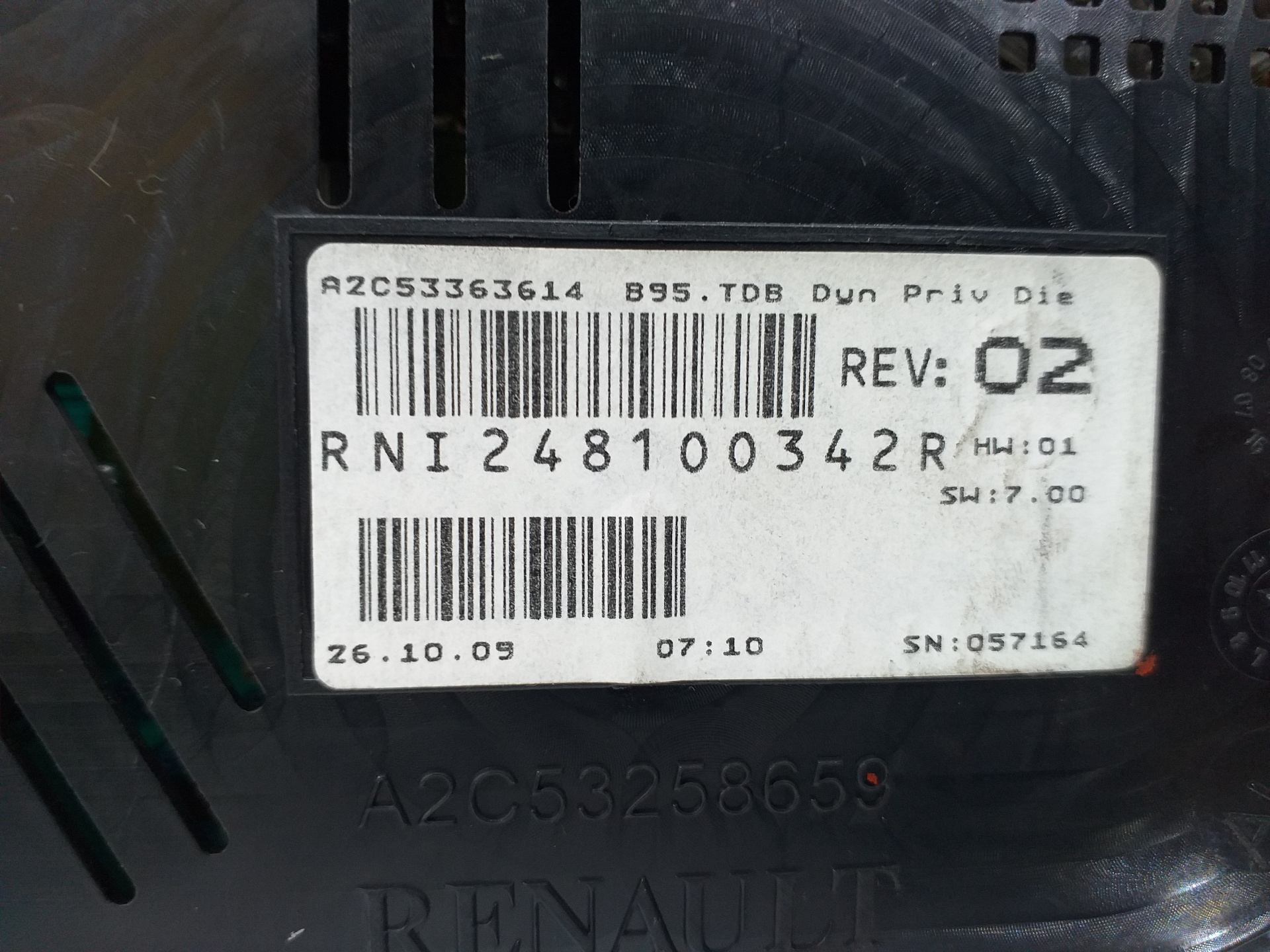 RENAULT DS3 1 generation (2010-2015) Speedometer A2C53363614 25957847