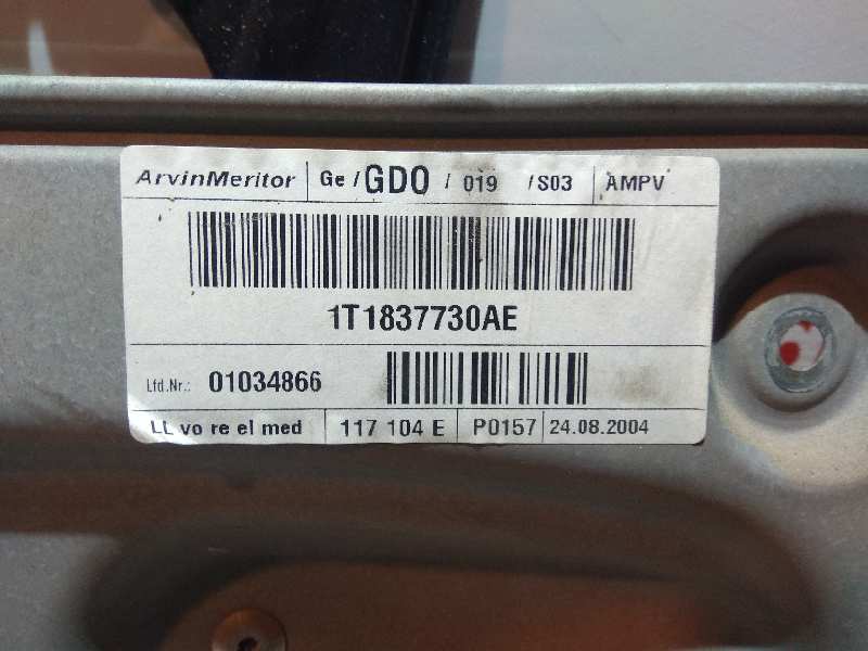 VOLKSWAGEN Touran 1 generation (2003-2015) Priekšējo labo durvju logu pacēlājs 1T1837730AE 24789246