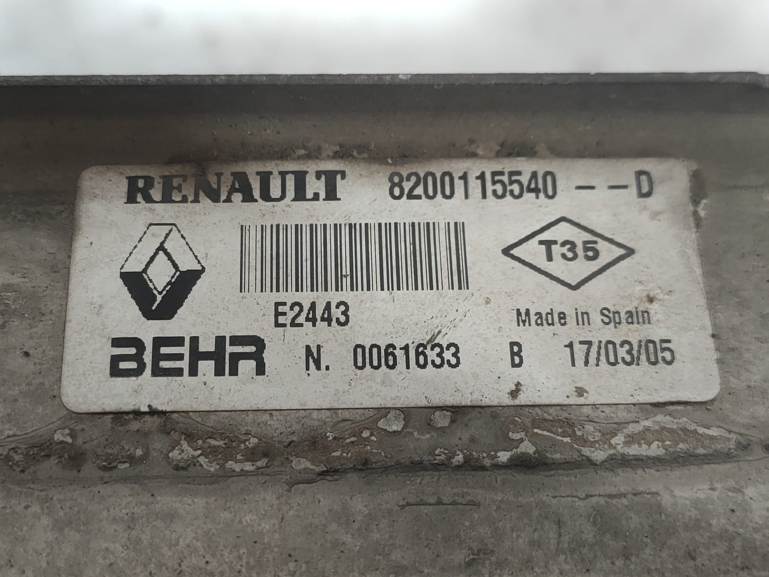 RENAULT Megane 2 generation (2002-2012) Intercooler Radiator 8200115540 24806391