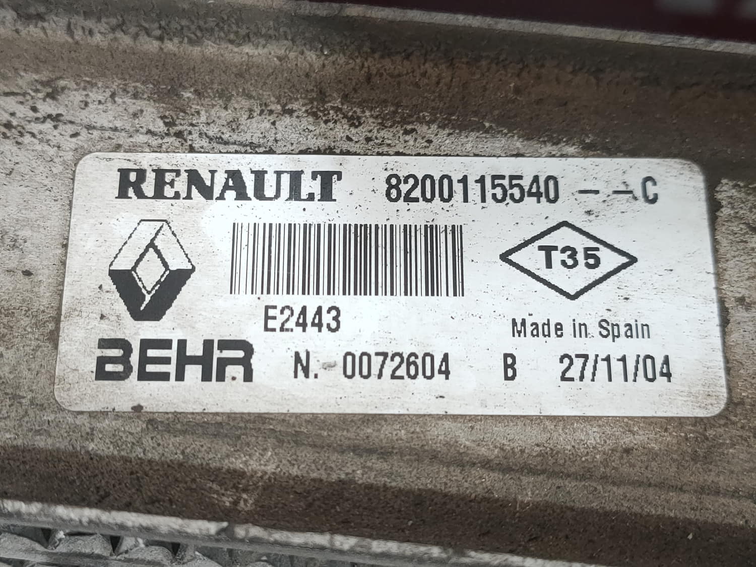 RENAULT Scenic 2 generation (2003-2010) Interkūlerio radiatorius 8200115540 24805942