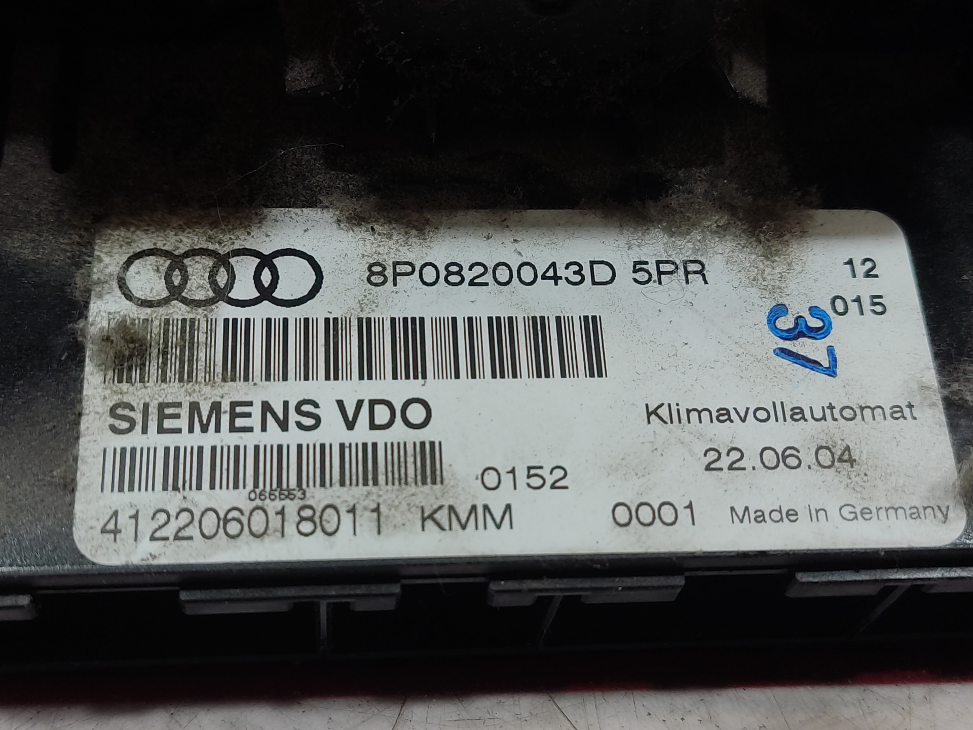 AUDI A3 8P (2003-2013) Climate  Control Unit 8P0820043D 23910491