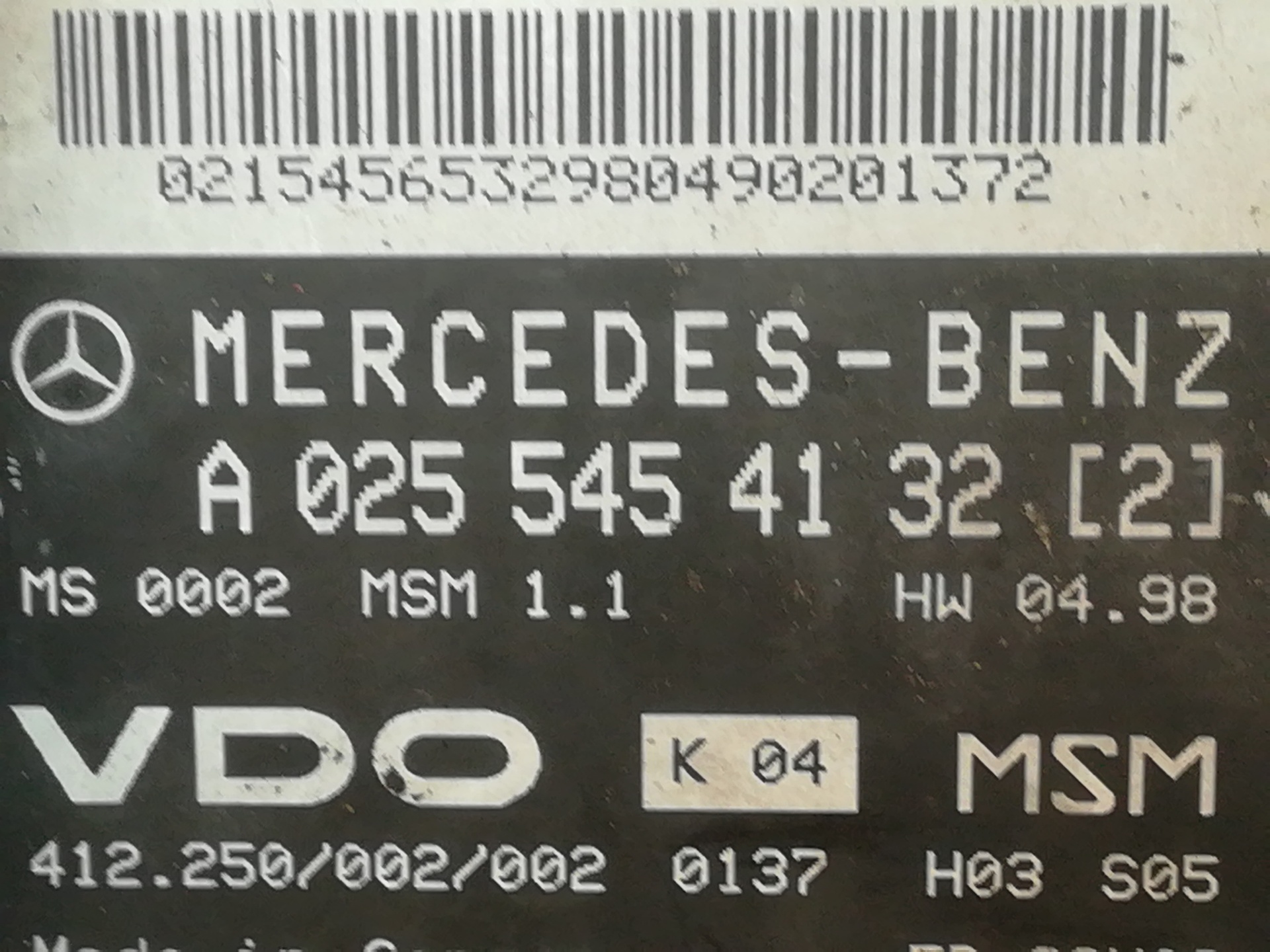 MERCEDES-BENZ A-Class W168 (1997-2004) motorvezérlő egység A0255454132 24810205