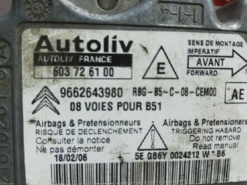 CITROËN C4 1 generation (2004-2011) Блок SRS 9662643980 24792037