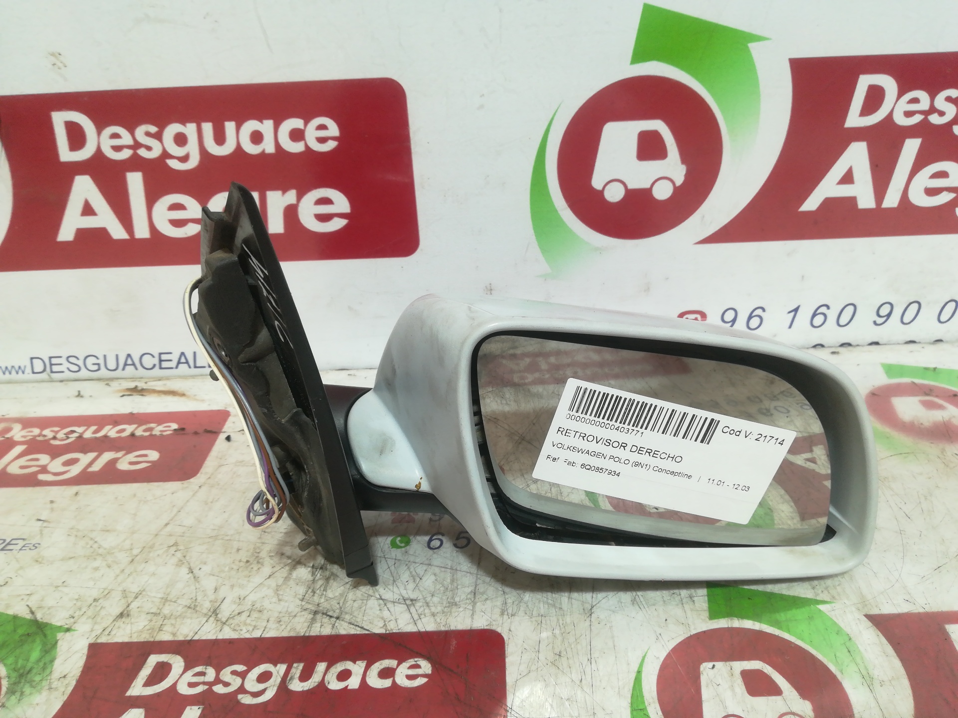 VOLKSWAGEN Polo 4 generation (2001-2009) Right Side Wing Mirror 6Q0857934 24810284