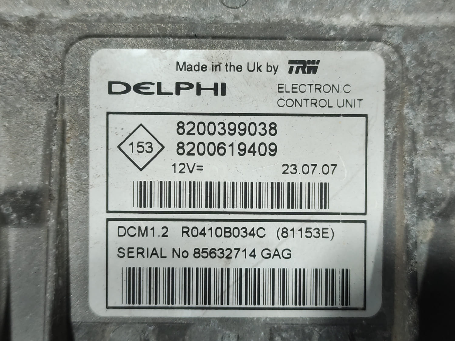 RENAULT Clio 3 generation (2005-2012) Engine Control Unit ECU 8200399038 24807053