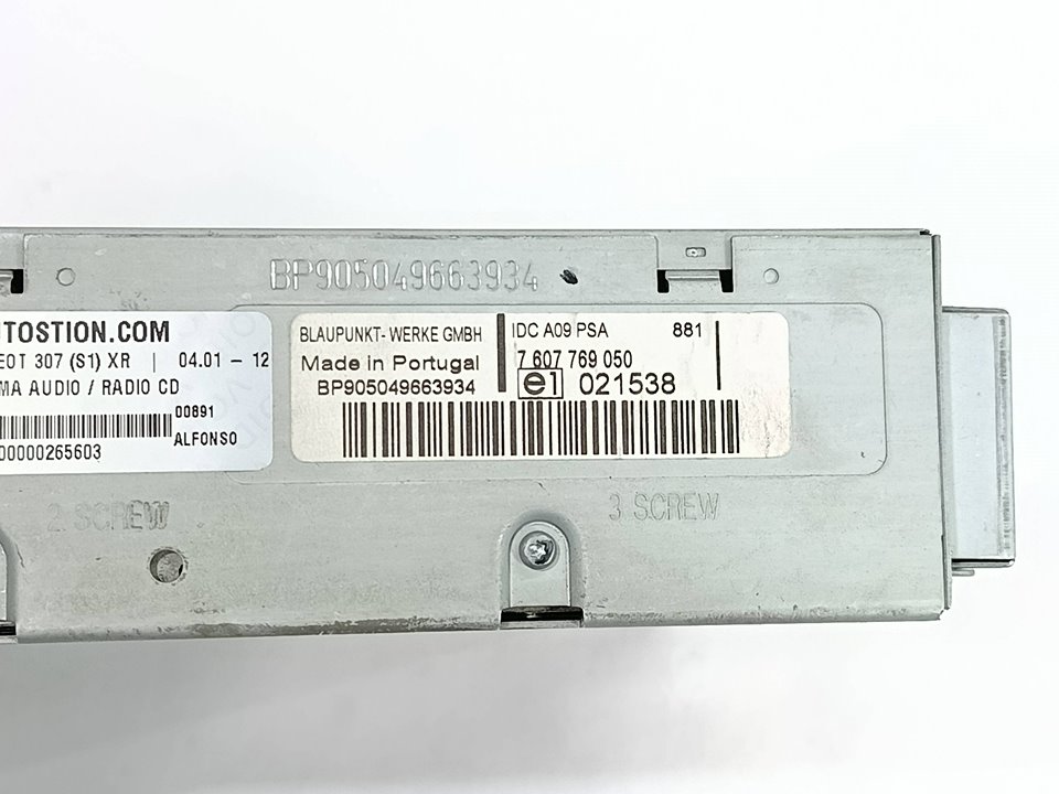 Sistema audio / radio cd 7607769050 de Peugeot 307 (3a/c) 2004-2009 - pieza usada
