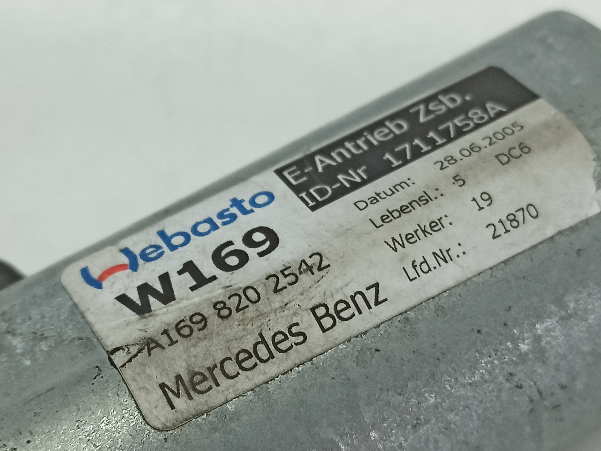 MERCEDES-BENZ A-Class W169 (2004-2012) Kontrollmodul for soltak A1698202542 25371543