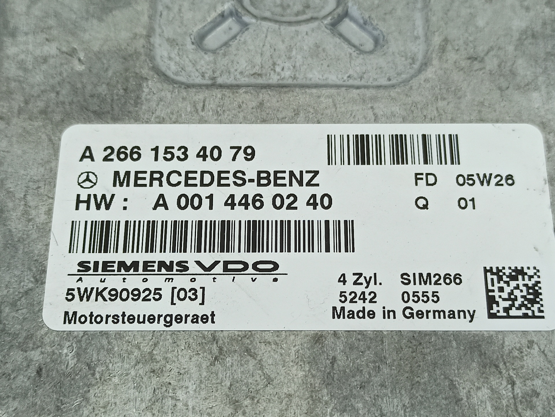MERCEDES-BENZ A-Class W169 (2004-2012) Calculateur d'unité de commande du moteur A2661534079 25371525