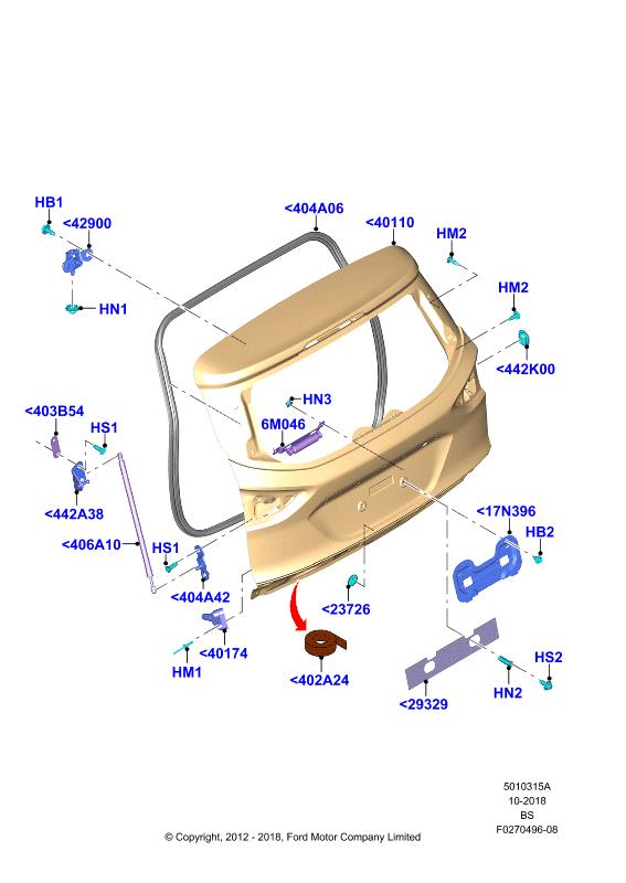 FORD Kuga 2 generation (2013-2020) Крышка багажника 1827472 22588228