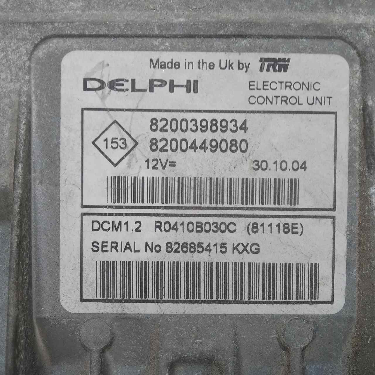 RENAULT Modus 1 generation (2004-2012) Engine Control Unit ECU 8200398934 25195188