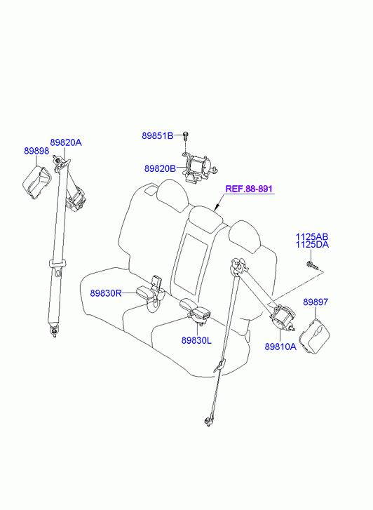 HYUNDAI Tucson 3 generation (2015-2021) Rear Right Seatbelt 898202Y2009P 23499900