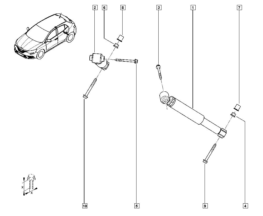 RENAULT Megane 3 generation (2008-2020) Амортизатор задний правый 562101385R 22622095