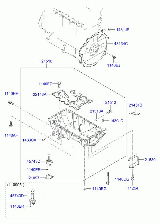 HYUNDAI Tucson 3 generation (2015-2021) Kартер двигателя 215102A310 23327370