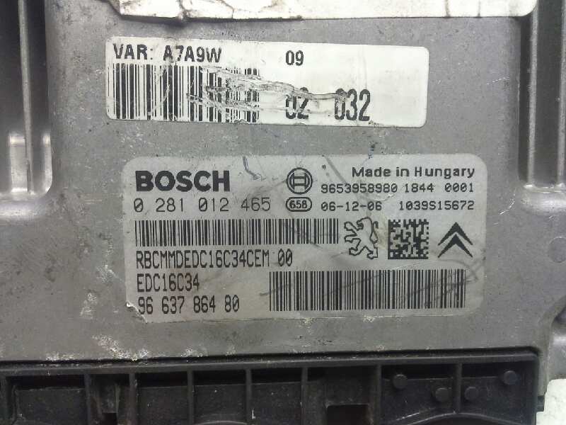 PEUGEOT 207 1 generation (2006-2009) Engine Control Unit ECU 9663786480 18359407