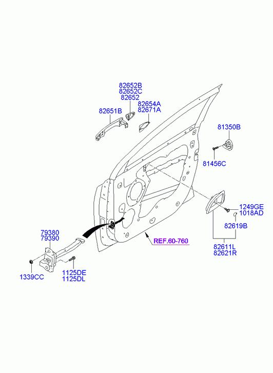 HYUNDAI Tucson 3 generation (2015-2021) Priekšējo labo durvju ārējais rokturis 826512Y000CA 21754519