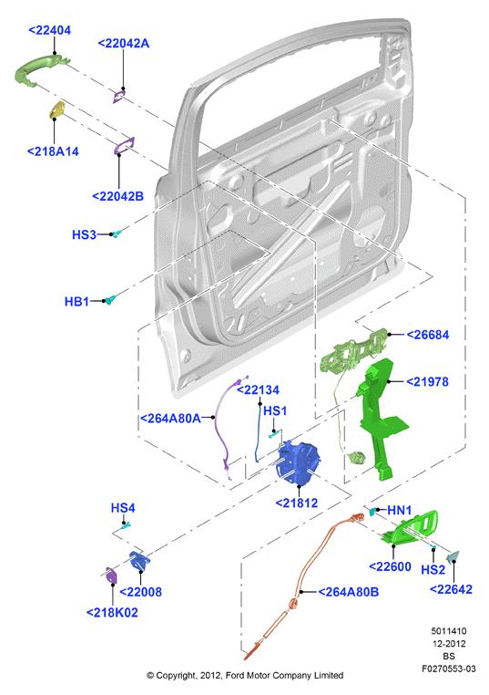 FORD Kuga 2 generation (2013-2020) Наружная ручка передней правой двери 1738727 22601736