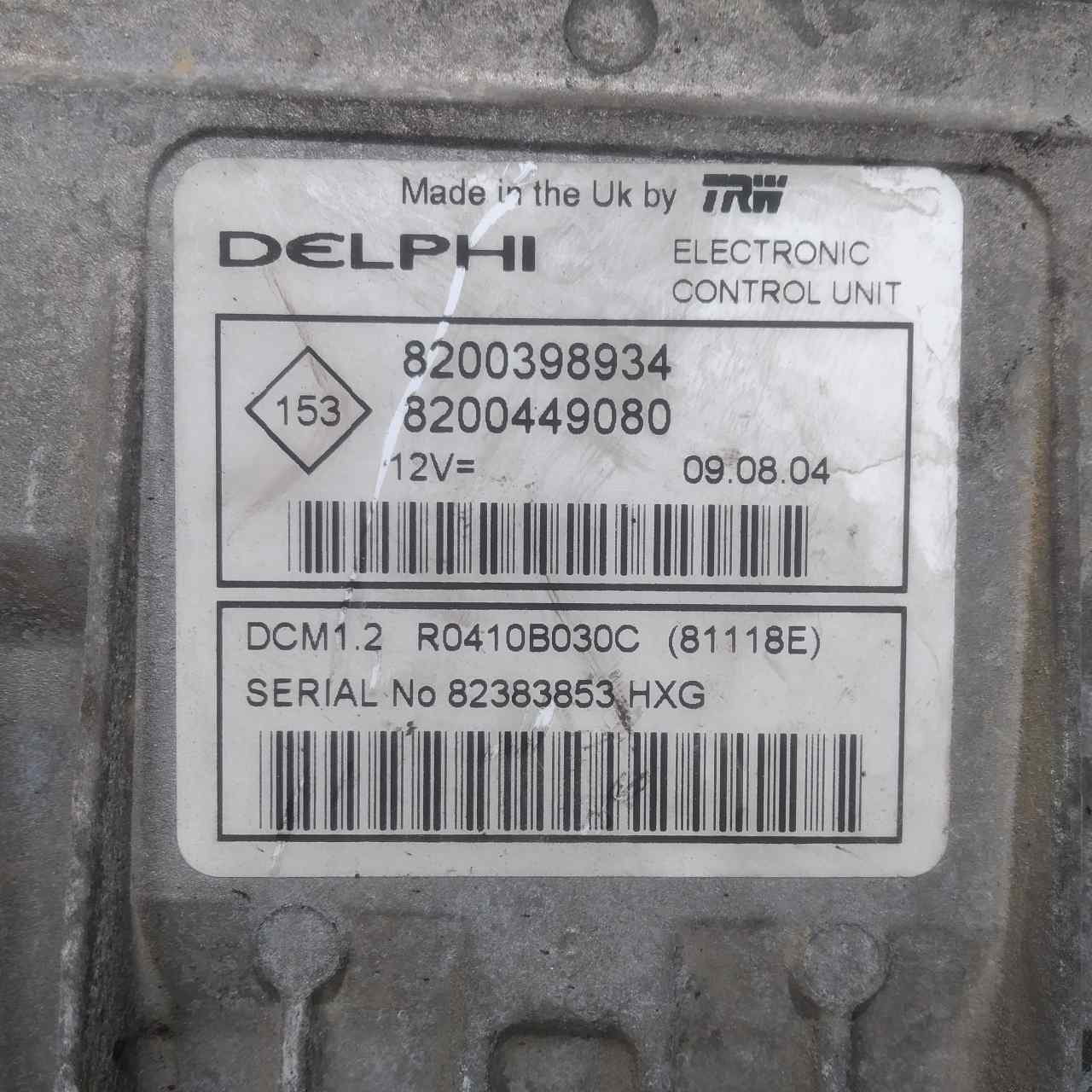 RENAULT Modus 1 generation (2004-2012) Engine Control Unit ECU 8200398934 25222265