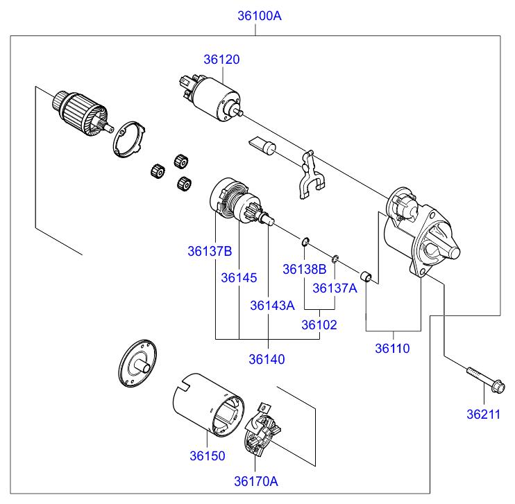 HYUNDAI Tucson 3 generation (2015-2021) Стартер 361002A800 21754521