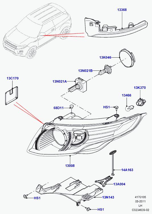 LAND ROVER Range Rover Evoque L538 (1 gen) (2011-2020) Priekinis dešinys žibintas LR024262 22610815