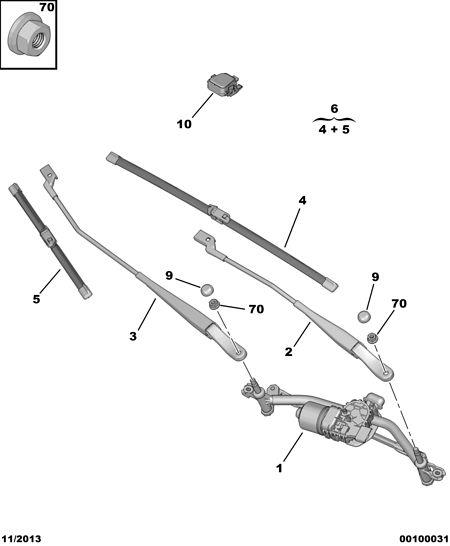 PEUGEOT 208 Peugeot 208 (2012-2015) Front Windshield Wiper Mechanism 9673222580 22576245