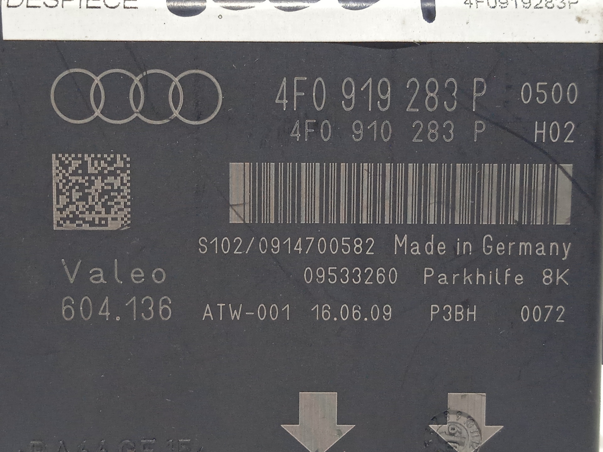 AUDI Q7 4L (2005-2015) PDC Parking Distance Control Unit 4F0919283P 25223164