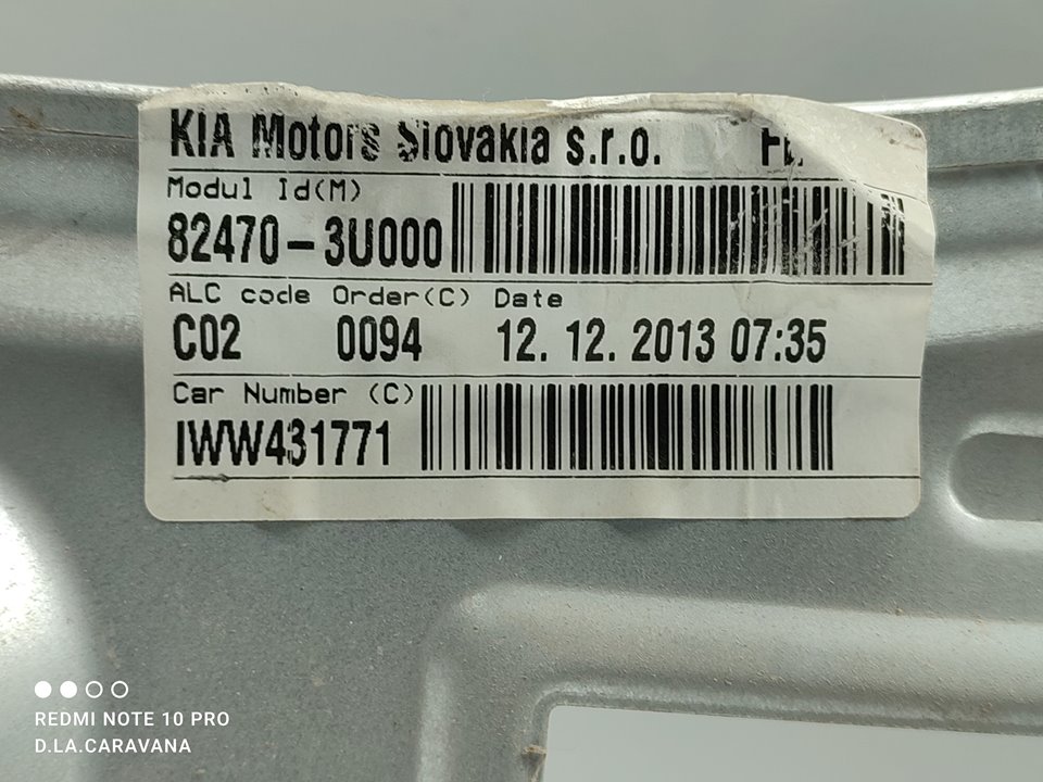 KIA Sportage 3 generation (2010-2015) Vindusregulator foran venstre dør 824703U000 18829448