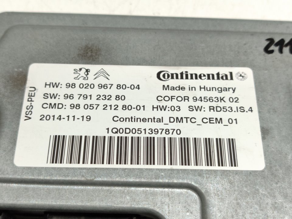 CITROËN C4 2 generation (2010-2024) Other Control Units 9802096780 24462873