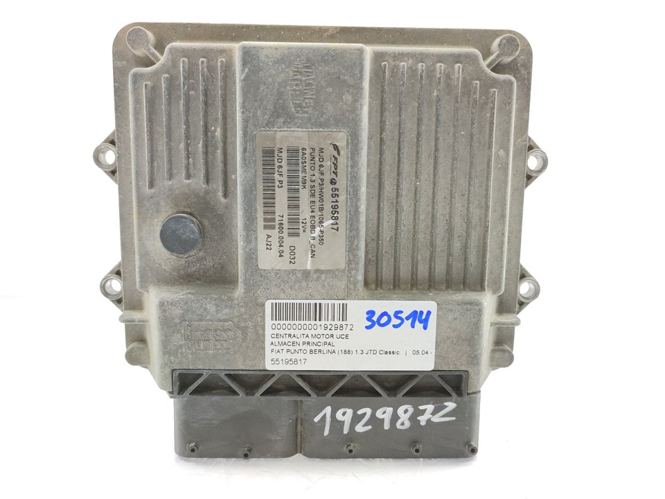 FIAT Punto 3 generation (2005-2020) Calculateur d'unité de commande du moteur 55195817 18962754