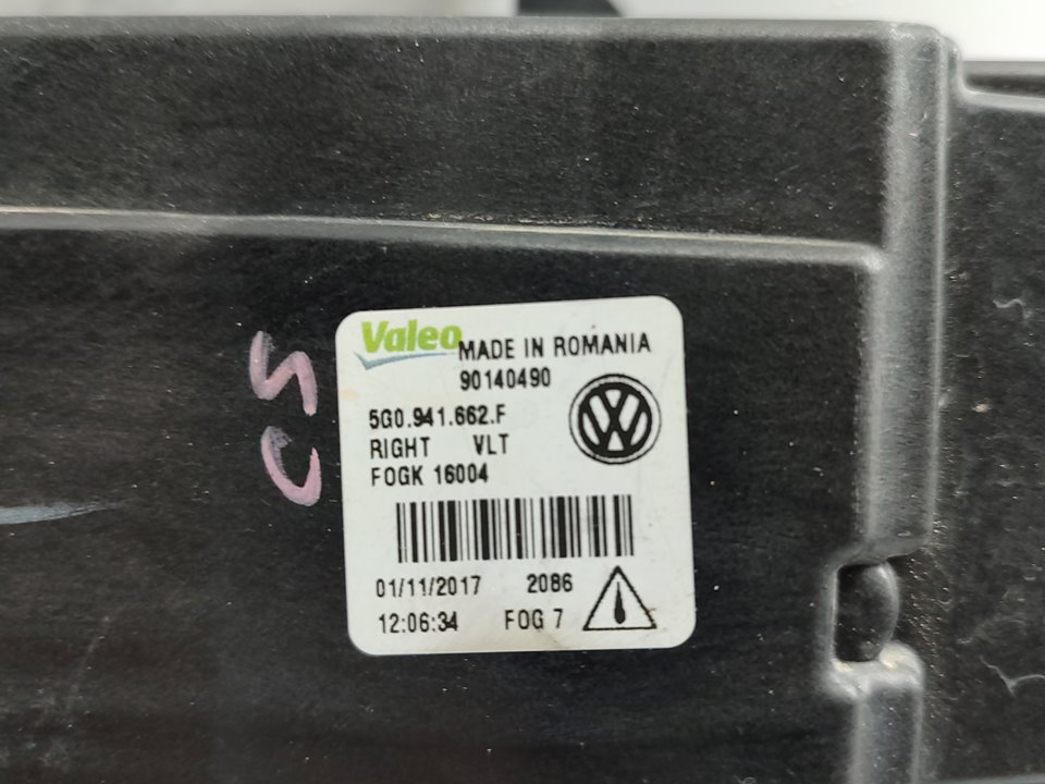 VOLKSWAGEN Golf 7 generation (2012-2024) Противотуманка бампера передняя правая 5G0941662F 22941652