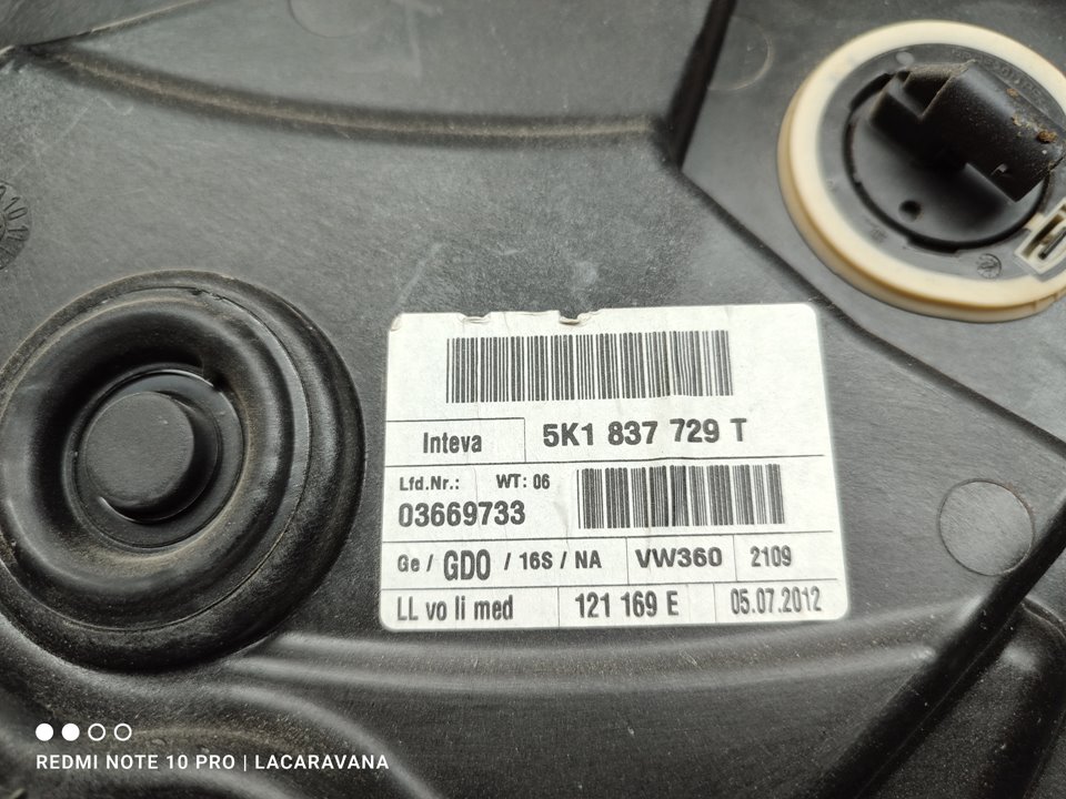 VOLKSWAGEN Golf 6 generation (2008-2015) Forreste venstre dør vinduesregulator 5K0959701B 25020291