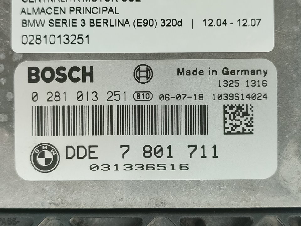 BMW 3 Series E90/E91/E92/E93 (2004-2013) Motorkontrolenhed ECU 0281013251 22639427