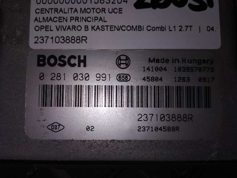 OPEL Vivaro B (2014-2019) Engine Control Unit ECU 237103888R 25017300