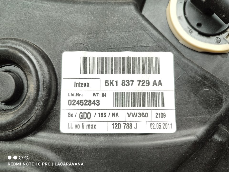 VOLKSWAGEN Golf 6 generation (2008-2015) Forreste venstre dør vinduesregulator 5K1837729AA 25045230