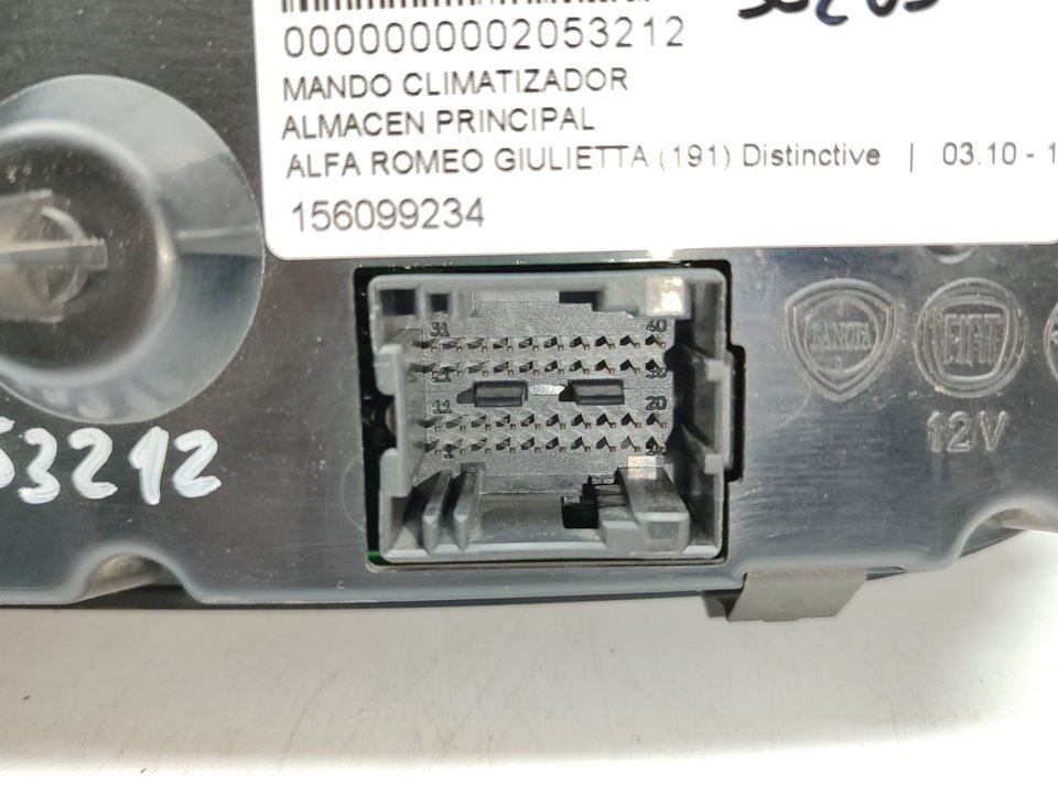 ALFA ROMEO Giulietta 940 (2010-2020) Klimato kontrolės (klimos) valdymas 156099234 25019169