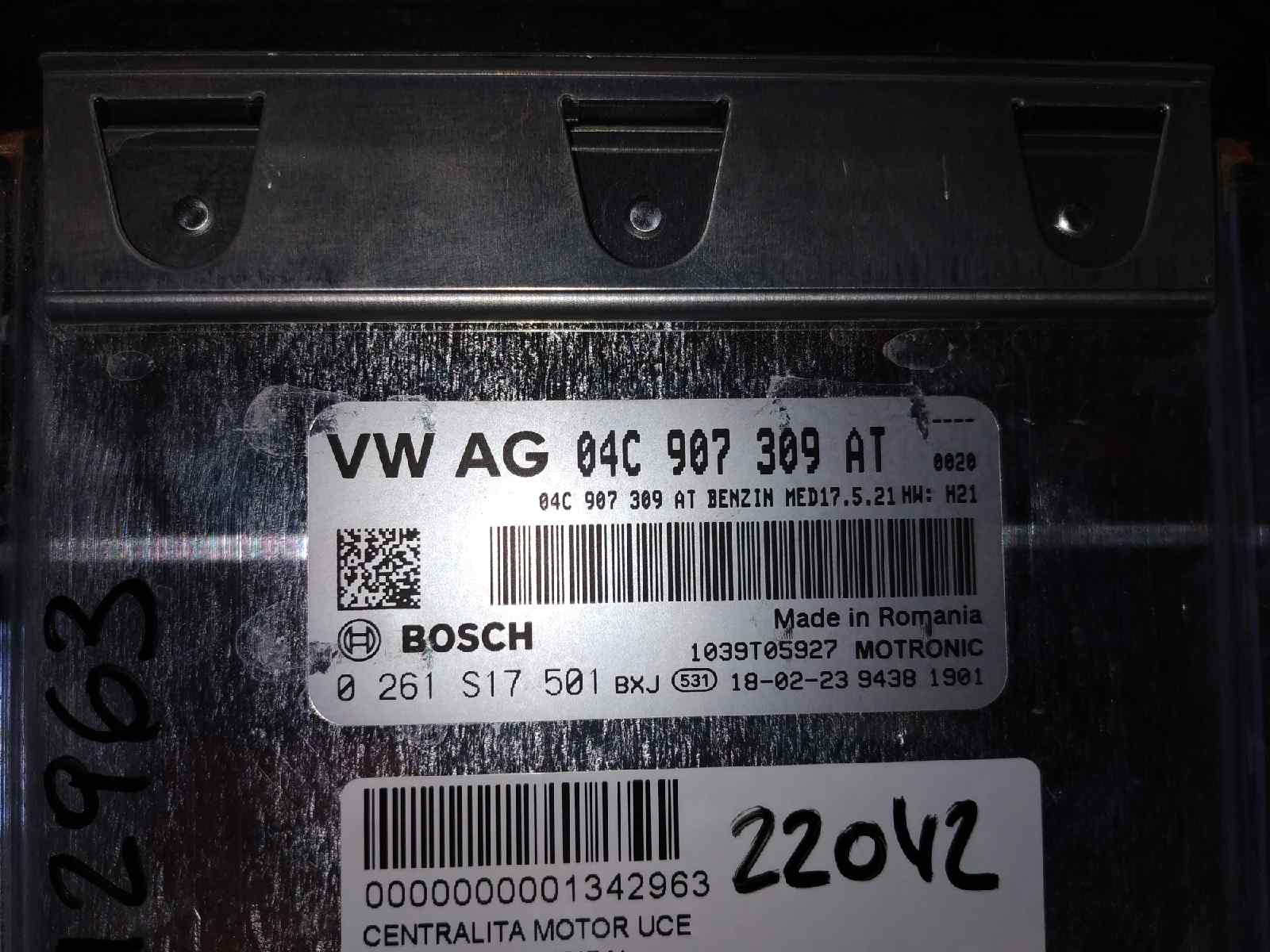 VOLKSWAGEN Polo 5 generation (2009-2017) Moottorin ohjausyksikkö ECU 04C907309AT 18824512