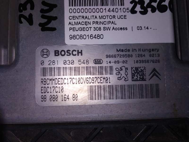 PEUGEOT 308 T9 (2013-2021) Блок керування двигуном ECU 9808016480 18833904