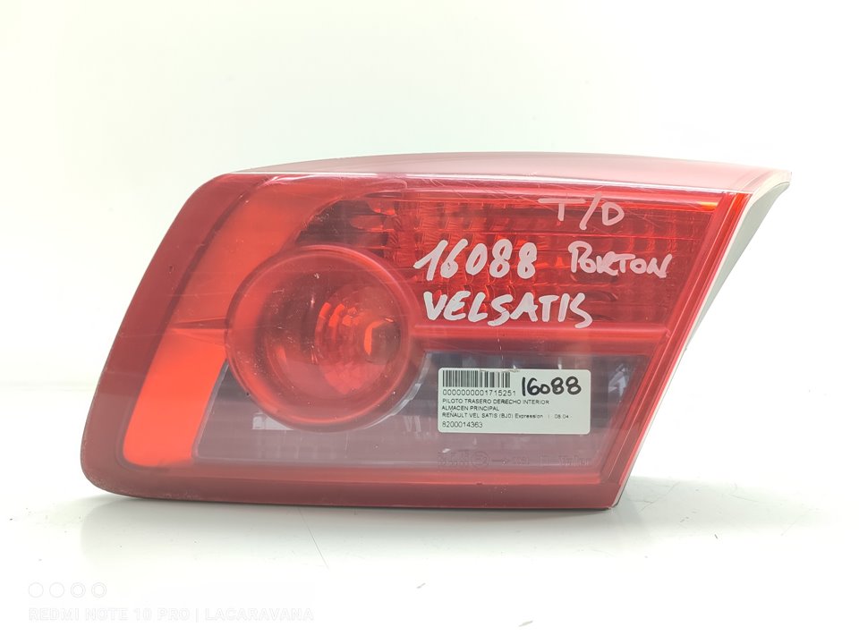 RENAULT Vel Satis 1 generation (2002-2009) Rear Right Taillight Lamp 8200014363 25017386