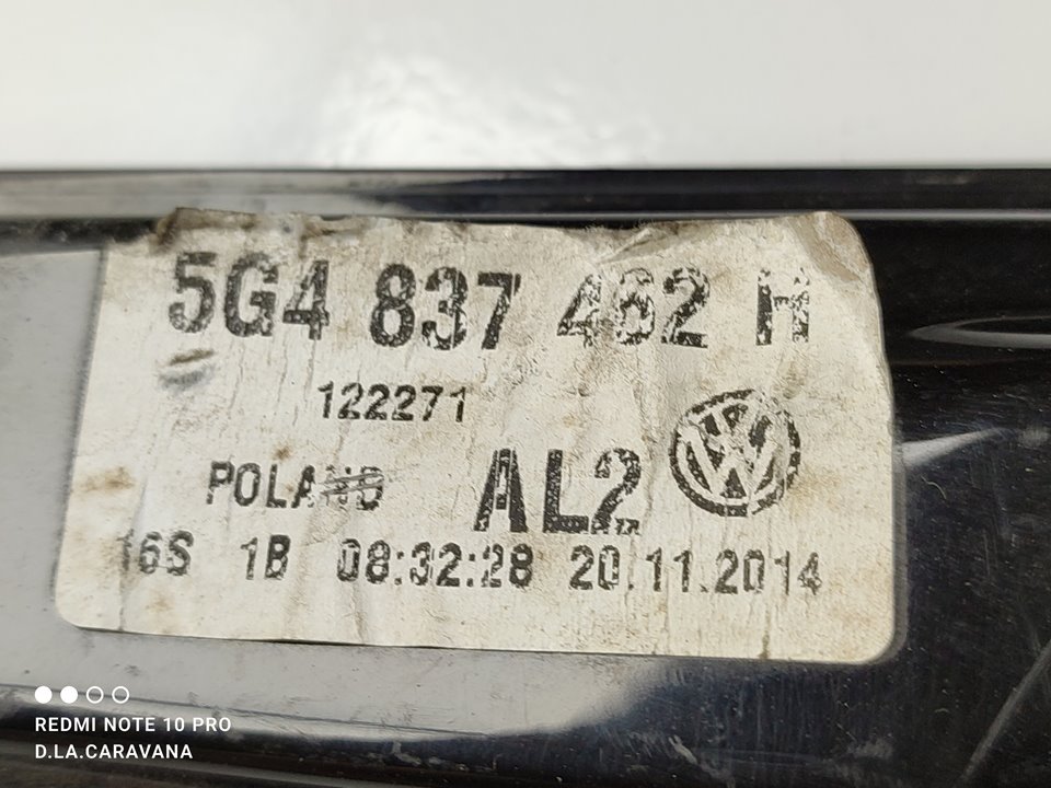 VOLKSWAGEN Golf 7 generation (2012-2024) Priekšējo labo durvju logu pacēlājs 5G4837462H 23784884