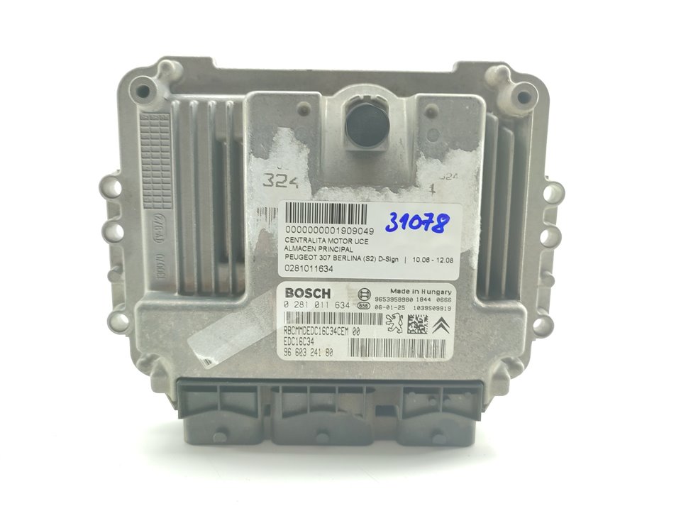 PEUGEOT 307 1 generation (2001-2008) Μονάδα ελέγχου κινητήρα ECU 0281011634 22920195