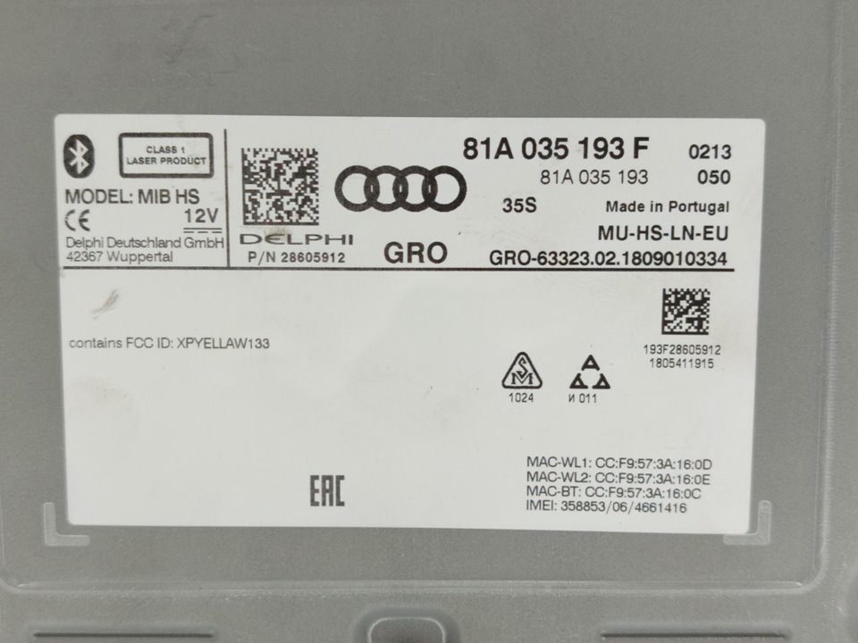 AUDI Q2 1 generation (2016-2024) Musiikkisoitin GPS:llä 81A035193F 25045388